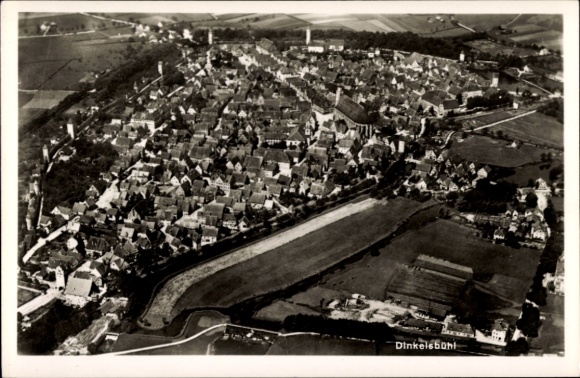 Postcard Dinkelsbühl in Middle Franconia, aerial view of cityscape, architecture