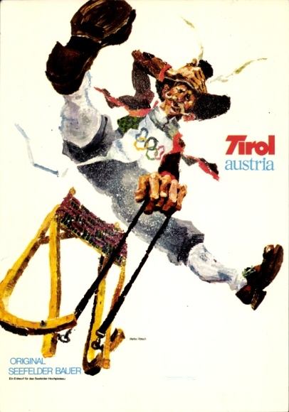 Künstler Ak Tirol Österreich, XII. Olympische Winterspiiele 1976, Original Seefelder Bauer
