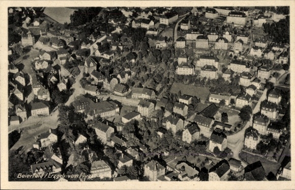 Postcard Grünhain Beierfeld in the Ore Mountains Saxony, aerial photograph