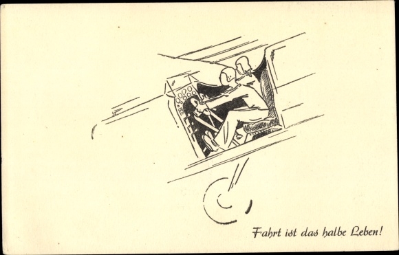 Artists Postcard Grote, Hermann, Quax the crash pilot, driving is half life