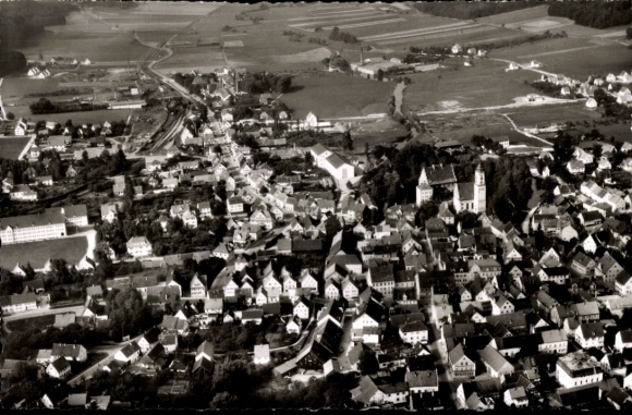 Postcard Krumbach Swabia, aerial photograph