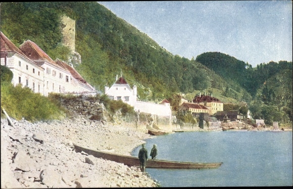 Postcard Sarmingstein St. Nikola Upper Austria, banks of the Danube