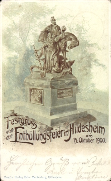Chromo-Litho Hildesheim in Lower Saxony, monument, unveiling ceremony