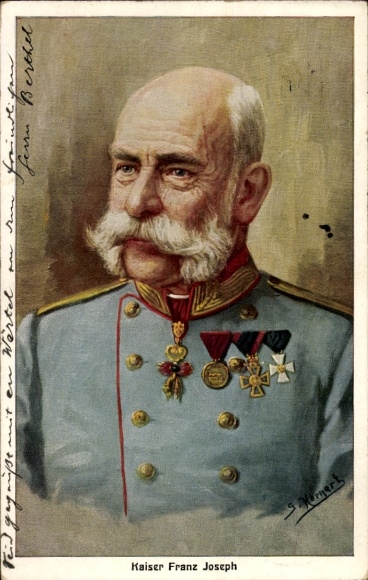 Artist Postcard Hornert, G., Emperor Franz Joseph I, portrait in Uniform, Order