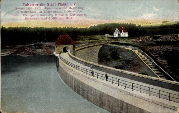 Postcard Werda Vogtland Saxony, dam of the city of Plauen