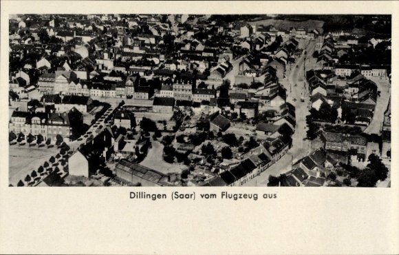 Postcard Dillingen in Saarland, aerial photograph