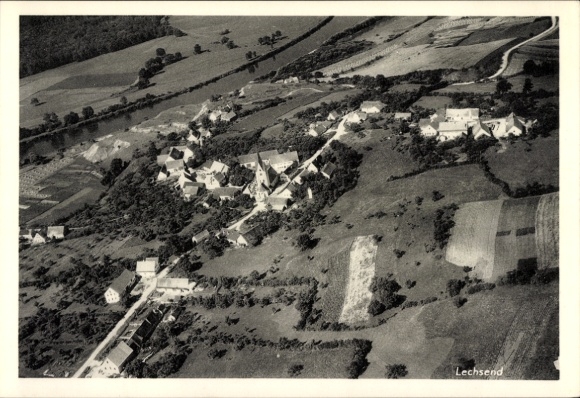 Postcard Lechsend Marxheim in Swabia Bavaria, aerial photograph