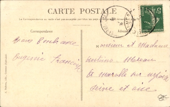 Postcard En Normandie, La Partie de Dominos, couple in traditional costume