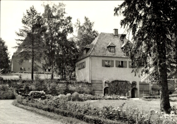 Postcard Grillenburg Tharandt Saxony, house with garden, trees, architecture
