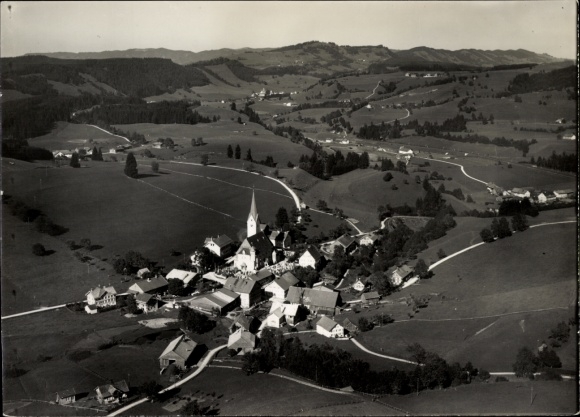Postcard Stiefenhofen in Allgäu Swabia, aerial photograph