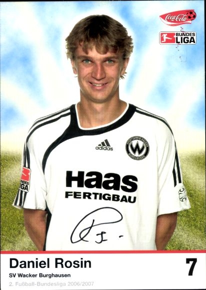 Autogrammkarte Fußballer Daniel Rosin, SV Wacker Burghausen, Autogramm