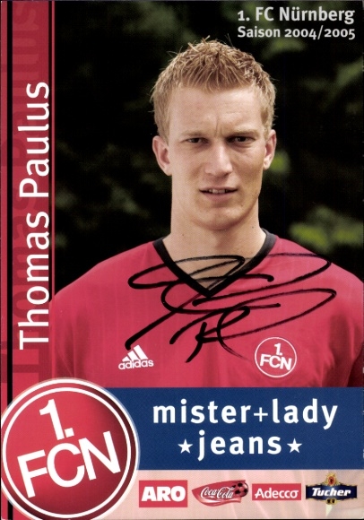 Karta z autografem piłkarza Thomasa Paulusa, 1. FC Nürnberg, autograf