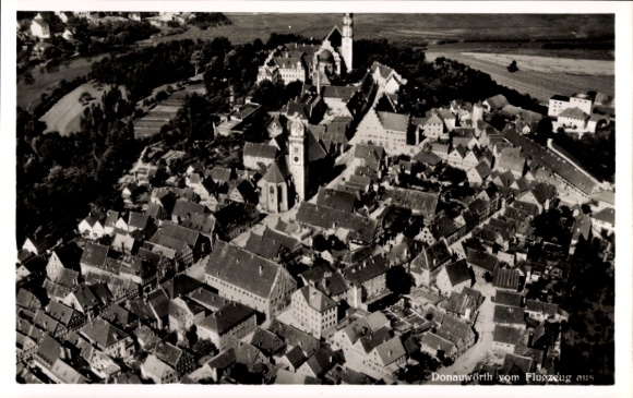 Postcard Donauwörth in Swabia Bavaria, aerial view of cityscape, many buildings