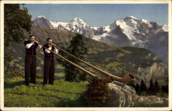 KP Canton of Bern, gracze Alphorn, Eiger, Mönch, Jungfrau