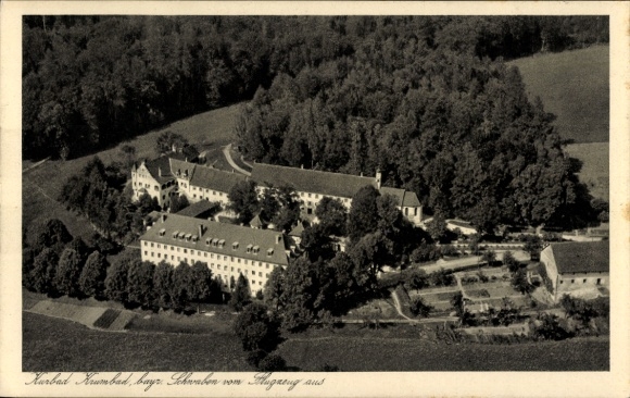 Postcard Krumbach in Schwaben, aerial photograph Krumbad