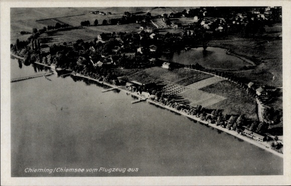 Postcard Chieming am Chiemsee Upper Bavaria, aerial photograph