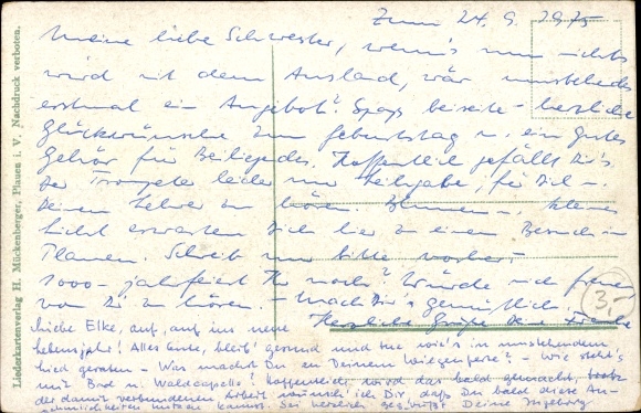 Song Postcard Mückenberger, Hilmar, Love, Drink, Sing
