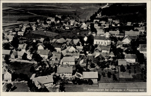 Postcard Schwabsoien in Upper Bavaria, aerial photograph