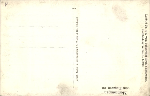 Postcard Memmingen in Swabia, aerial photograph, church