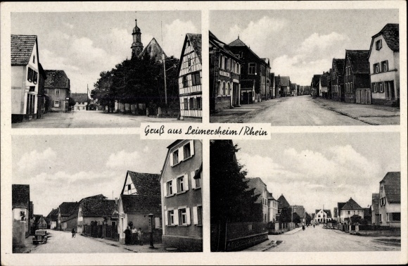 Postcard Leimersheim in the Palatinate, street lots, grocery store