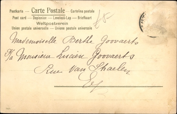 Artist Postcard Chamois flee from a landslide