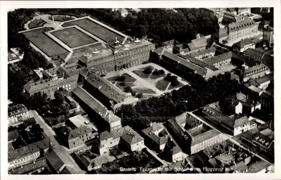 Ak Rastatt im Schwarzwald Baden, Schloss, Fliegeraufnahme