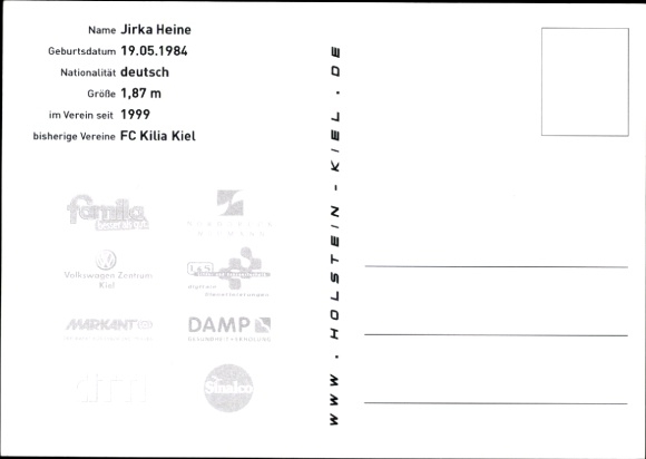 Karta z autografem piłkarza Jirki Heine, Holstein Kiel, autograf