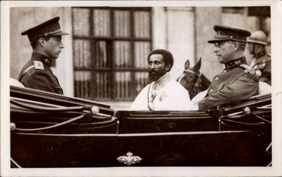 Photo Postcard Emperor Haile Selassie of Ethiopia, Belgium, carriage
