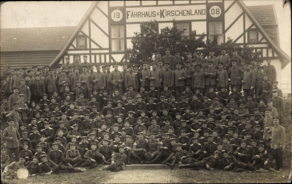 Photo Postcard Lühe Jork in the Altes Land, Fährhaus Kirschenland 1908, soldiers, group photo