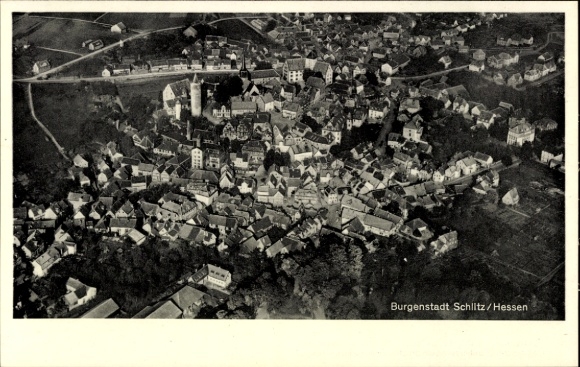 Ak Schlitz in Hessen, luchtfoto van de stad