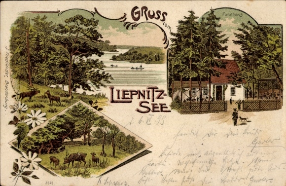 Chromo-Litho Wandlitz in der Mark, Liepnitzsee, forester's house, game