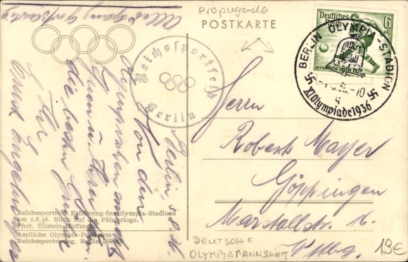 Postcard Berlin, Olympia 1936, Reichssportfeld, opening ceremony, Führerloge