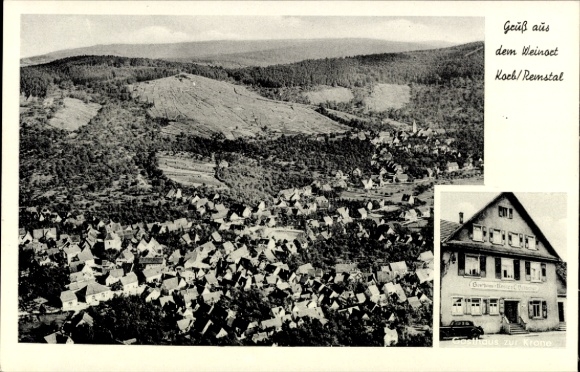 Ak Korb im Remstal Württemberg, Fliegeraufnahme, Gasthaus zur Krone