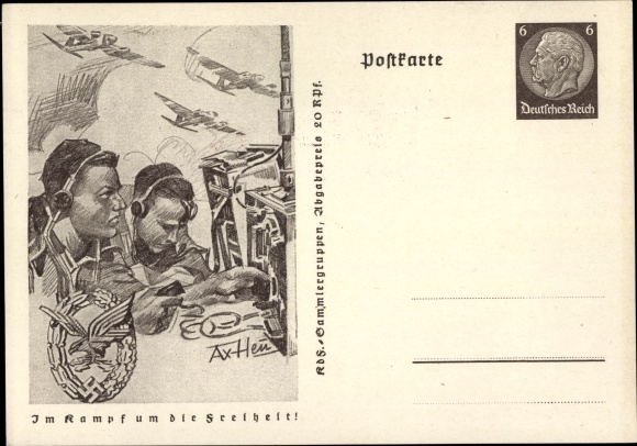 Postal stationery artist PC Axster Heudtlaß, In the fight for freedom, Wehrmacht radio operator