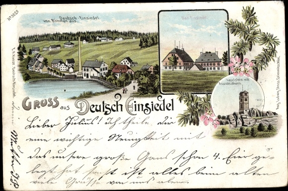 litho Deutscheinsiedel Deutschneudorf in het Erzgebirge, Haselstein, Bad Einsiedel