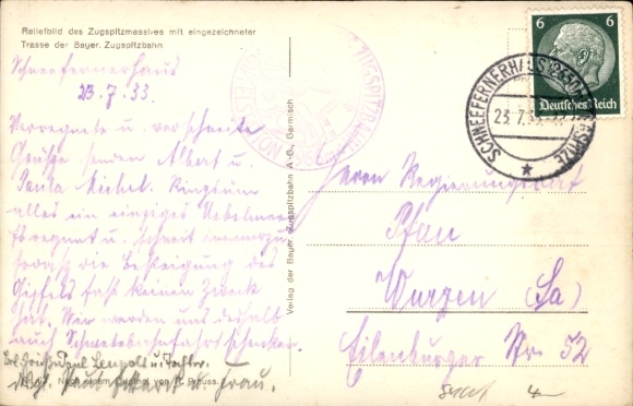 Postcard Schneefernerhaus on the Zugspitze, summit station, Kreuzeck, Hammersbach
