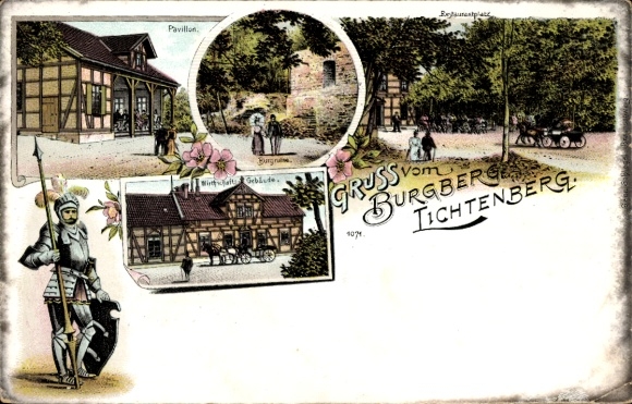 Litho Lichtenberg Salzgitter in Niedersachsen, Burgberg, Wirtschaft, Pavillon