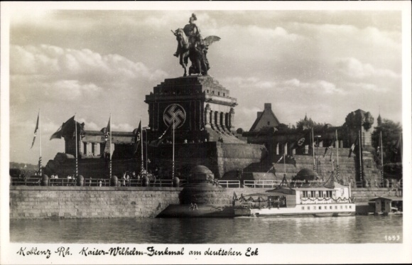 Ak Koblenz am Rhein, Kaiser-Wilhelm-Denkmal am Deutschen Eck