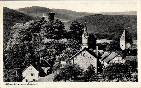 Ansichtkaart Altweilnau Weilrod im Taunus, gedeeltelijk aanzicht, kerk, toren