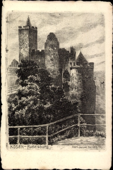 Künstler Ak Bad Kösen Naumburg an der Saale, Rudelsburg