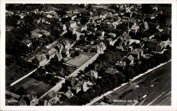 Postcard Simbach am Inn Lower Bavaria, aerial photograph