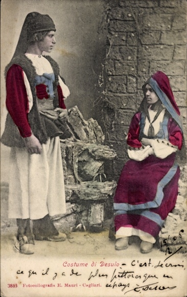 Ak Desulo Sardegna, Paar in italienischer Tracht