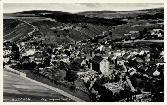 Postcard Konz on the Moselle, aerial photograph