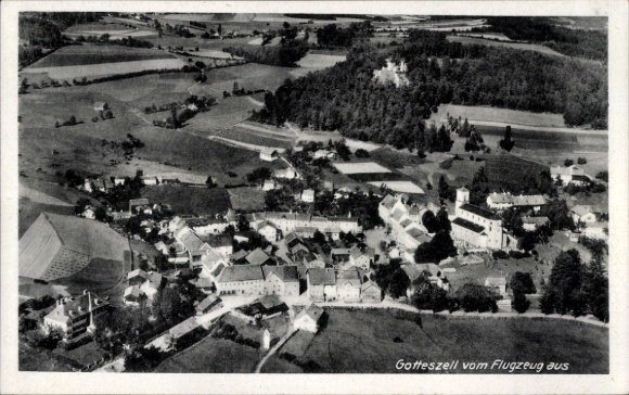 Postcard Gotteszell in Lower Bavaria, aerial photograph
