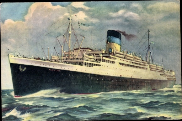 Artysta KP Steamship Tss Nowy Jork na morzu, linia grecka