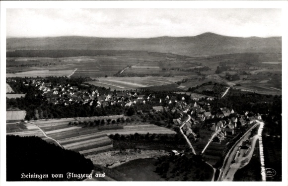 Postcard Heiningen in the Swabian Alb, aerial photograph