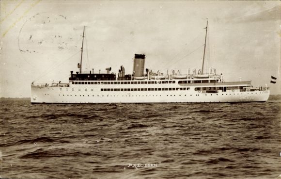 foto Ak Sea Motor Fast Vessel Preußen, Braeunlich Stettin Shipping Company, Oost-Pruisen Sea Service