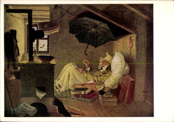 Artist Postcard Spitzweg, Carl, The Poor Poet