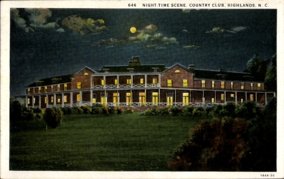 Ak Highlands North Carolina, VS, countryclub, nachtscène