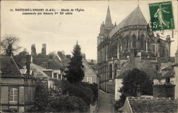 Postcard Montfort l'Amaury Yvelines, Abside de l'Eglise, commencee par Amaury